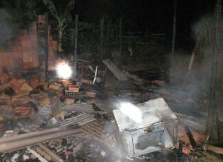 Residência é destruída durante incêndio na Gaivota