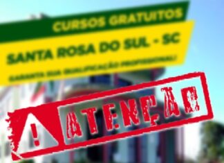 Santa Rosa do Sul, alerta sobre anúncio que vincula prefeitura a cursos gratuitos