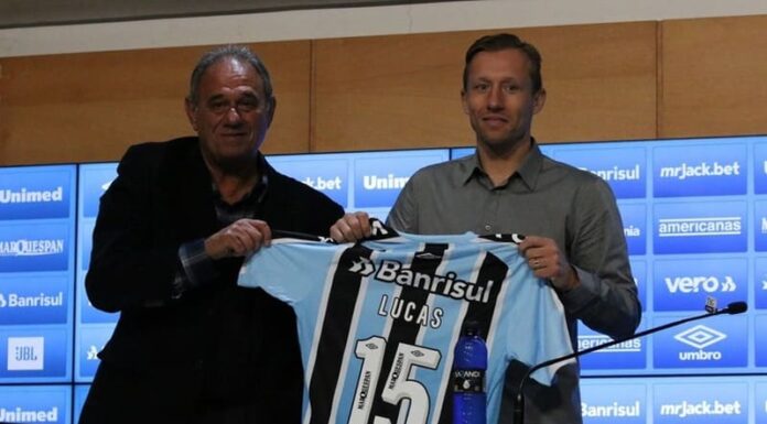 Lucas Leiva é apresentado no Grêmio e explica desejo de retornar ao clube: “Não importa onde está”