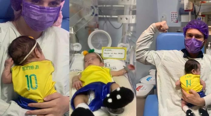 Hospital veste bebês prematuros com ‘amarelinha’ e transmite energia positiva à seleção