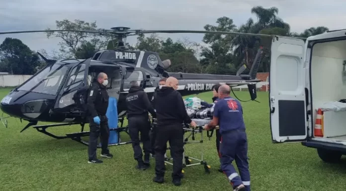 Vítima de acidente de trânsito é transferida pelo SAER/SARASUL de Praia Grande para Criciúma