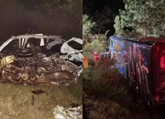 Acidente com ônibus da Banda Família Azzolini deixa dois mortos