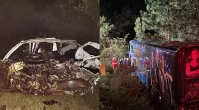 Acidente com ônibus da Banda Família Azzolini deixa dois mortos