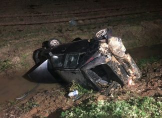 Saída de pista seguida de capotamento é registrada em Turvo
