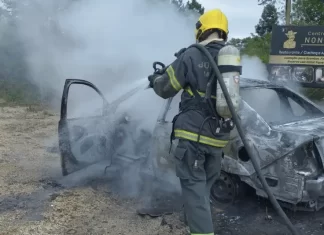 Bombeiros atendem incêndio veicular em Timbé do Sul