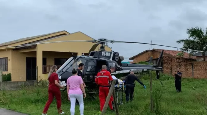 Helicóptero do SARASUL Realiza Atendimento em Balneário Gaivota e Chama Atenção da Comunidade