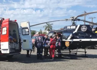 Helicóptero do SAER/SARASUL atende duas ocorrências no mesmo dia em Santa Rosa do Sul