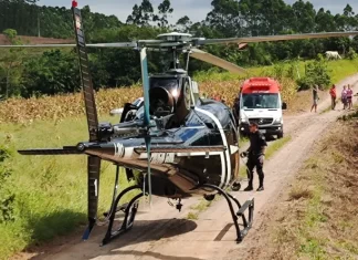 Vitima de acidente de moto e transportado pelo helicóptero do SAER no interior de Ermo