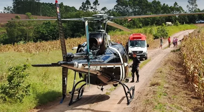 Vitima de acidente de moto e transportado pelo helicóptero do SAER no interior de Ermo