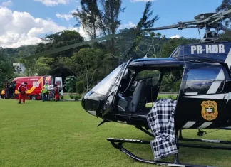 Helicóptero da Polícia Civil realiza transferência de paciente em estado grave de Araranguá para Criciúma