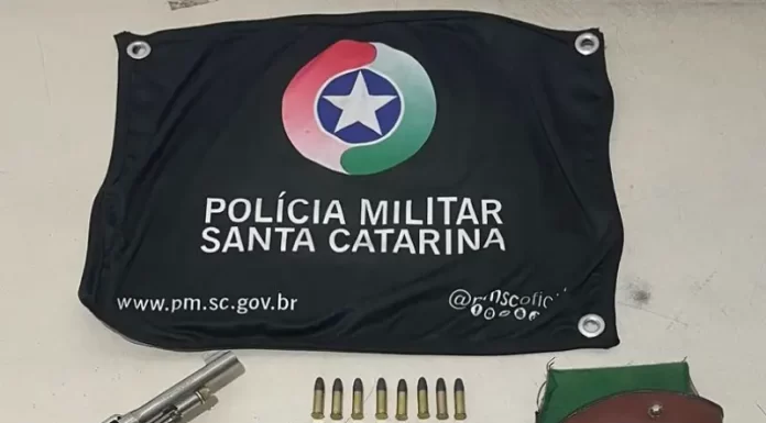 PM apreende arma de fogo e munições durante abordagem de veículo em Araranguá