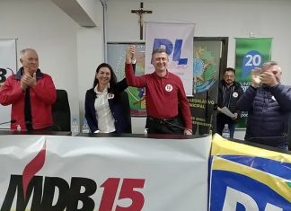 Sombrio: Gislaine e Jeriel são aclamados em convenção conjunta do MDB e PL!