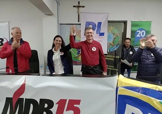Sombrio: Gislaine e Jeriel são aclamados em convenção conjunta do MDB e PL!