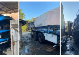 Incêndio em caminhão mobiliza bombeiros em Araranguá