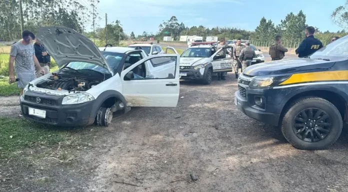 Ação conjunta entre PRF, Polícia Militar e Brigada Militar resulta na prisão de homem e recuperação de veículo furtado