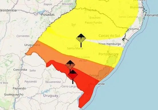 Atenção! RS tem TRÊS alertas válidos sendo um deles de grande perigo