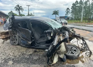 Motorista morre ao colidir frontalmente com caminhão na SC 447 em Meleiro