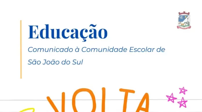 São João do Sul retorna as aulas na Rede Municipal em março