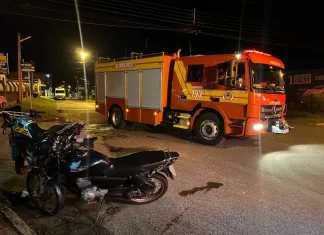 Dois ficam feridos em colisão de motos em cruzamento de Santa Rosa do Sul