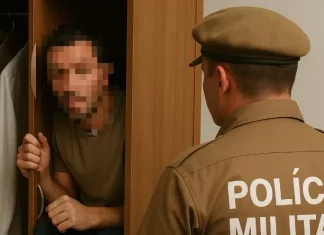 Homem tenta se esconder da PM dentro de roupeiro em Sombrio, mas acaba preso