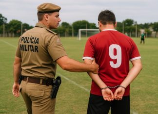 Preso antes do apito inicial: Homem é detido em campo de futebol por dívida de pensão