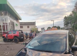Acidente no centro de Turvo deixa mulher ferida e mobiliza equipes de resgate