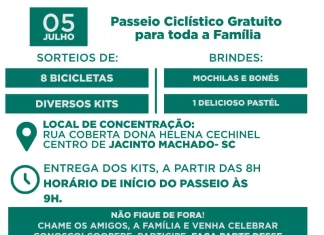 Cooperja e demais cooperativas de Jacinto Machado promovem Passeio Ciclístico para celebrar o Dia Internacional do Cooperativismo