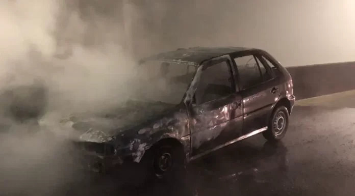 Carro pega fogo na BR em Maracajá
