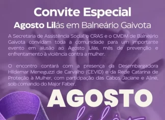 Agosto Lilás em Balneário Gaivota terá palestra com Desembargadora do TJSC