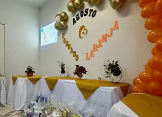 Ação com gestantes em Santa Rosa do Sul celebra o Agosto Dourado e Laranja
