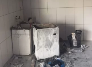 Máquina de lavar pega fogo e mobiliza bombeiros em Sombrio