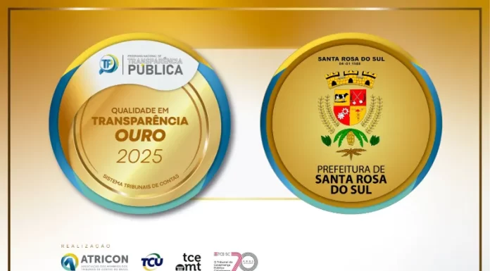 Prefeitura de Santa Rosa do Sul é Selo Ouro de Transparência Pública