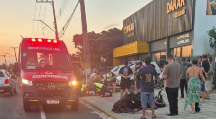 Acidente de trânsito na SC-449 deixa motociclista ferido em Balneário Gaivota