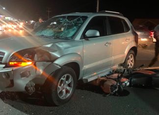 Colisão entre motocicleta e SUV deixa casal ferido na SC-449, em Balneário Gaivota