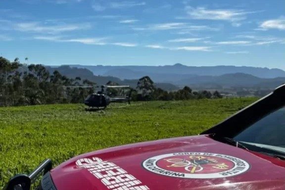 Homem baleado em área de mata é resgatado por helicóptero em Turvo