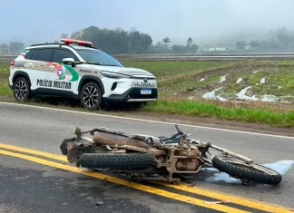 Motociclista morre a caminho do trabalho na SC-449, em Sombrio